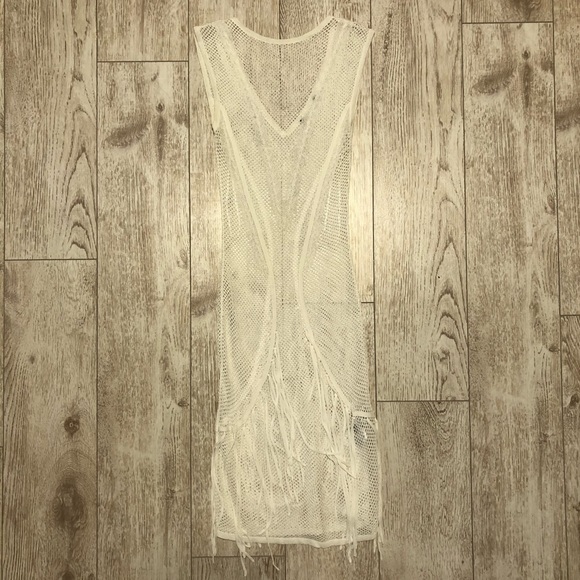 GUESS fishnet fringe metallic white dress XS - Picture 4 of 8